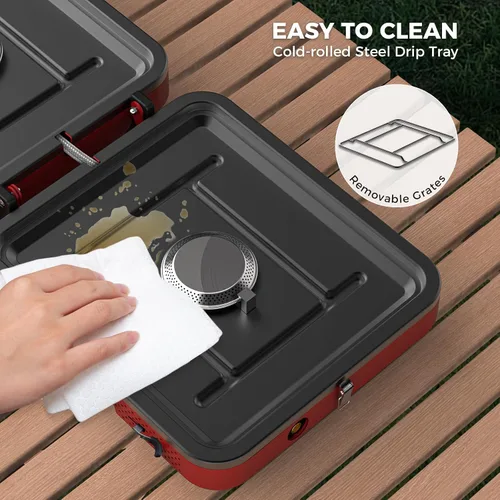 Miniatura 4 de Estufa de camping plegable CAMPLUX FoldGo, 7500 BTU, estufa portátil de gas butano, estufa plegable con cassette con bolsa de transporte y quemador