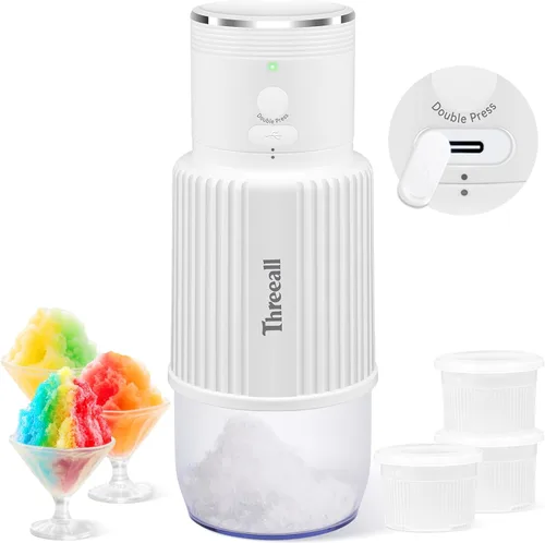 Máquina de raspados de nieve, máquina raspadora de hielo portátil inalámbrica para granizados para el hogar con cargador USB y 3 vasos molde de