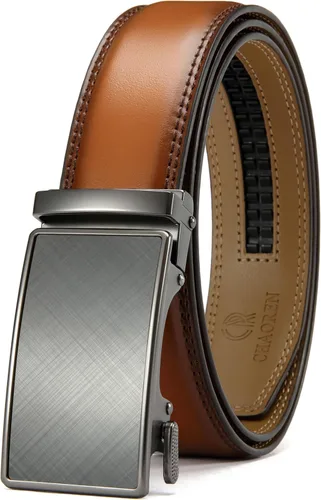 Miniatura 16 de CHAOREN - Cinturón para hombre - Cinturón de trinquete de cuero de 1 3/8 pulgadas para pantalones de vestir - Cinturón micro ajustable que se adapta