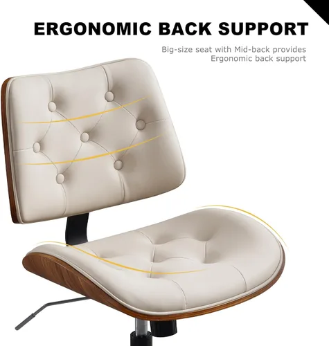 Miniatura 5 de BV Silla de escritorio sin brazos con ruedas, silla giratoria de 360 grados para oficina en casa, sin brazos, silla de trabajo de altura ajustable