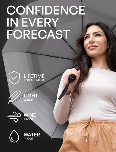 Miniatura 94 de REPEL Windproof Travel Umbrella - Compact & Withstands Winds up to 85MPH , Strongest Premium Auto Folding Umbrella for Rain and Sun - Durable, Light