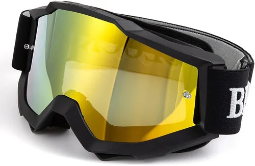 Gafas de motocicleta vintage - Steampunk y gafas de esquí para Dirk Bike y Touring Riding #1 Marco negro+lentes de colores-378