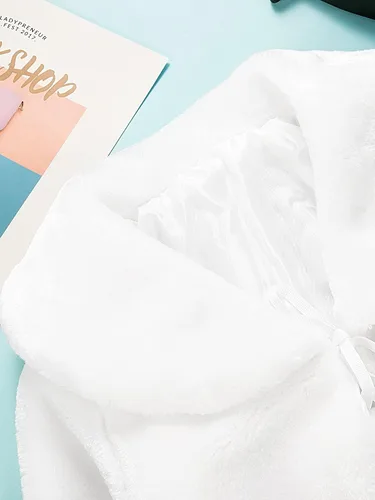 Miniatura 6 de Blulu Chal de princesa blanca de piel sintética para niñas, bolero para niñas, accesorios de princesa para fiesta, boda, vestido