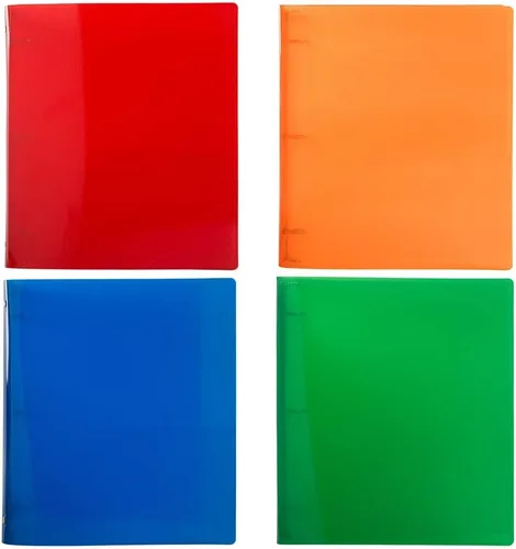 Miniatura 7 de JAM PAPER - Carpetas de plástico de 1 pulgada - Carpetas de 3 anillas surtidas (rojo, azul, verde y naranja) - Paquete de 4