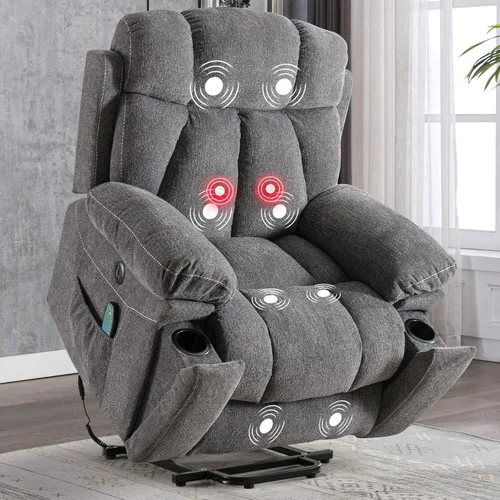 Miniatura 10 de CANMOV Power Lift - Silla reclinable para personas mayores con masaje por vibración y calefacción lumbar, silla elevadora eléctrica con bolsillo