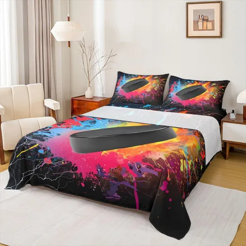 Miniatura 27 de Sábanas de baloncesto tamaño matrimonial con bolsillo profundo para niños, ropa de cama deportiva, juego de sábanas para atletas de baloncesto