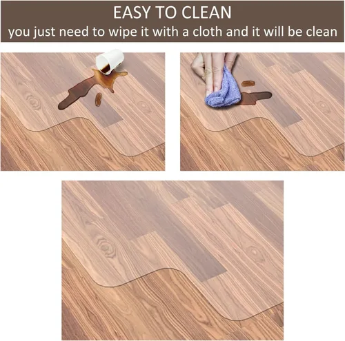 Miniatura 5 de Tapete para silla de oficina para suelo de madera dura, 48 x 30 pulgadas, alfombrilla de vinilo transparente para silla rodante, oficina y hogar