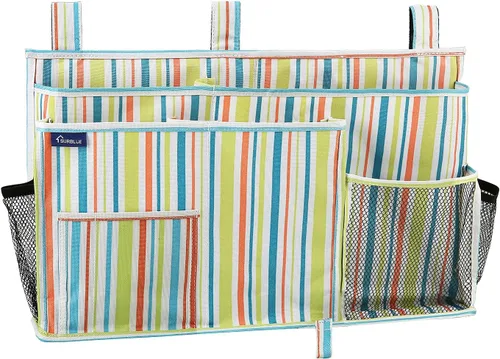 Miniatura 23 de Surblue Caddy Organizador colgante, Bolsa de almacenamiento para cabecera para literas y camas de hospital, Azul Turquesa, L R-Teal