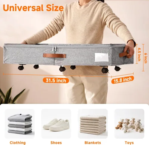 Miniatura 2 de Almacenamiento debajo de la cama de 6 pulgadas con ruedas, paquete de 2, contenedor de almacenamiento de zapatos debajo de la cama con tapa