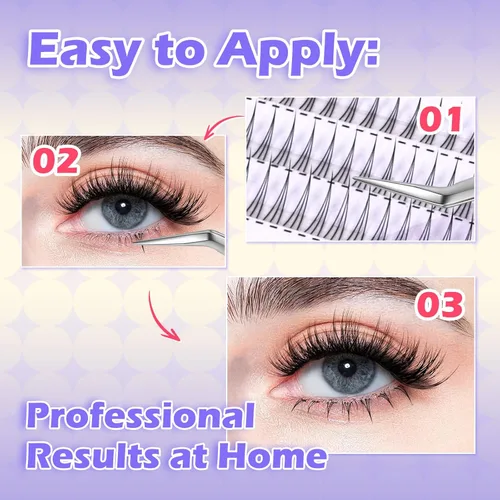 Miniatura 5 de Arison Lashes Extensiones de pestañas inferiores, 4 estilos, pestañas inferiores, pestañas inferiores individuales, de 0.315 a 0.318 pulgadas, banda