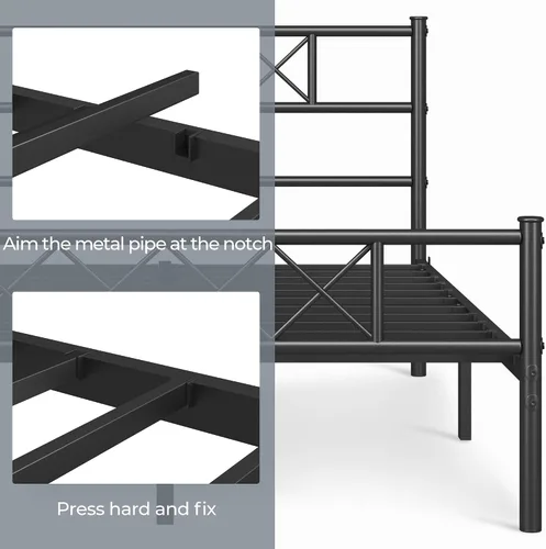 Miniatura 7 de Yaheetech Base de cama de plataforma metálica de tamaño Full con cabecero y pie de cama simples, base de colchón para almacenamiento debajo