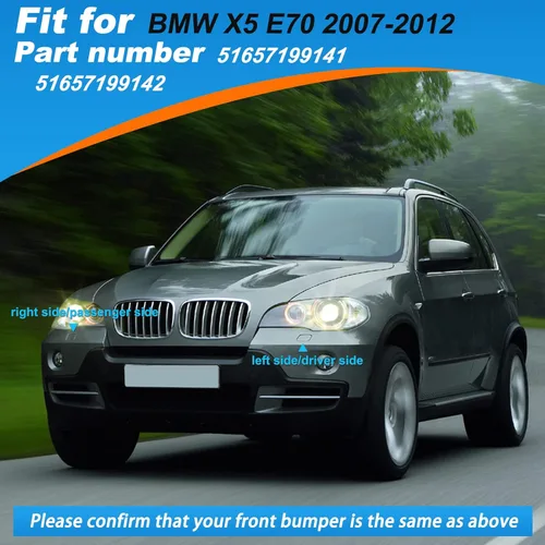 Miniatura 3 de Tapa de Lavafaros del Parachoques Delantero Compatible con BMW X5 E70 2007 2008 2009 2010 2011 2012 51657199141 51657199142