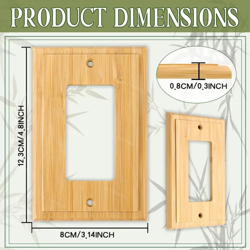 Miniatura 2 de Cubiertas de salida de madera maciza, placa de interruptor de luz de 4.8 x 3.14 pulgadas, placas de interruptor de bambú y cubiertas de Placa