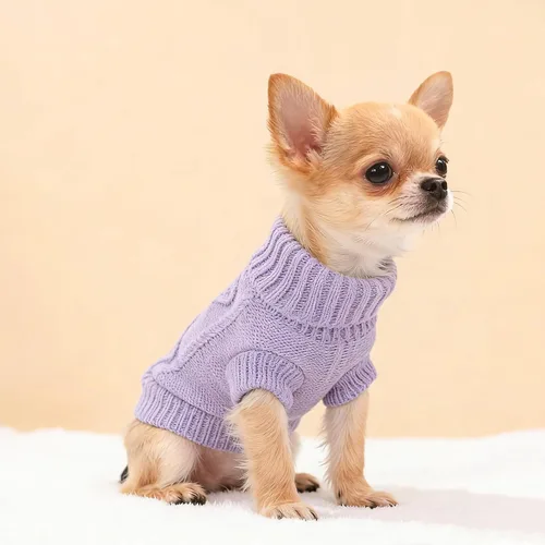 Miniatura 3 de 2 piezas de ropa para Chihuahua, suéter para perros pequeños, ropa de primavera y otoño, jersey de cuello alto cálido y grueso para Yorkie, gato
