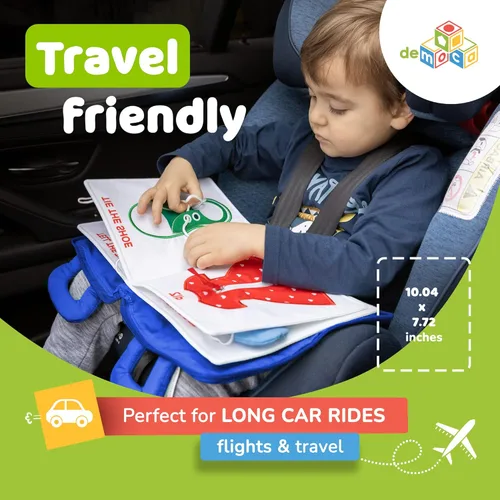Miniatura 8 de deMoca - Juguete montessori, libro para bebés - Juguetes para niños pequeños - Juguete de viaje - Juguete educativo con actividades para niños y Azul