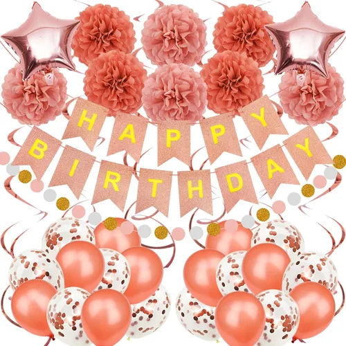 Miniatura 21 de Decoraciones de cumpleaños negro y rojo – Cartel de feliz cumpleaños para niños, niñas, hombres y mujeres, suministros de fiesta