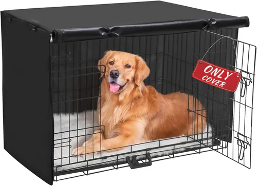 Miniatura 7 de Cubierta para jaula de perro - Cubierta impermeable para perrera de doble puerta, cubierta protectora de jaula de poliéster 600D duradera para jaula