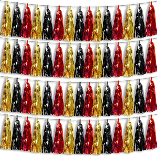 Miniatura 12 de 4P Guirnalda de Borla de Flecos de Aluminio Metálico Negro para Flotas de Desfile, Despedida de Soltera, Boda, Cumpleaños, Halloween, Navidad