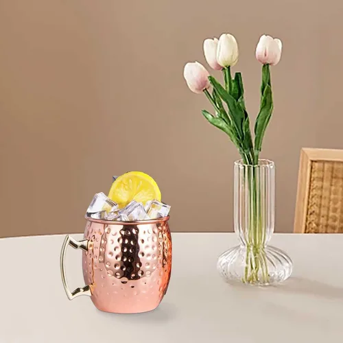 Miniatura 4 de Moscow Mule - Juego de 2 tazas de cobre martilladas de 16 onzas con forro de acero inoxidable 304 grandes hechas a mano para beber, aptas