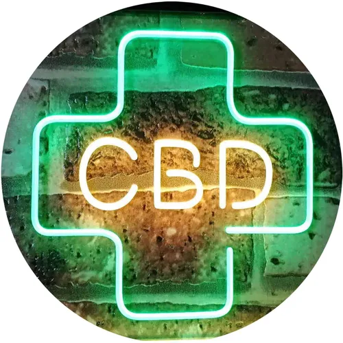 ADVPRO CBD Sold Here Medical Cross Interior Dual Color LED Neon Sign Verde y Amarillo 16 x 12 pulgadas st6s43-i3083-gy