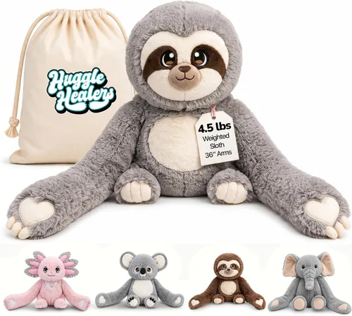 Miniatura 10 de Huggle Healers Animales de peluche con peso para adultos, adolescentes y niños, brazos de felpa de 36 pulgadas de largo para abrazos, peluche