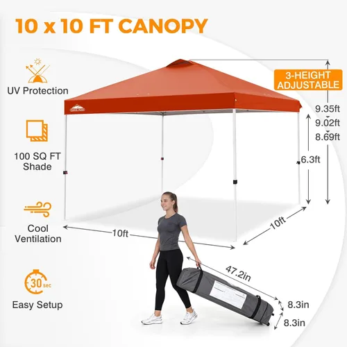Miniatura 371 de EAGLE PEAK Tienda de campaña desplegable con bolsa de transporte con ruedas, 8 estacas, 4 cuerdas, 4 bolsas de peso, toldo de tienda de campaña