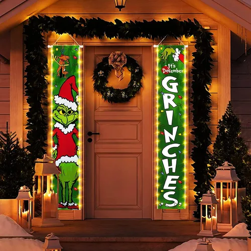 Miniatura 3 de Decoraciones LED navideñas. Este es el letrero de porche para diciembre. Pancartas colgantes para las fiestas interiores y exteriores del patio