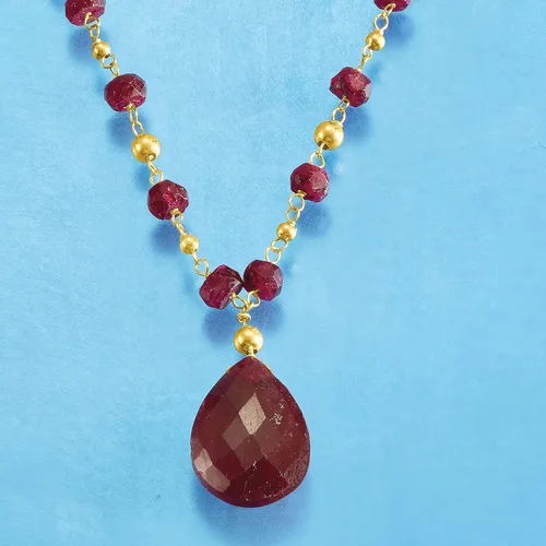 Miniatura 4 de Ross-Simons 2400 ct tw Ruby Station Necklace in 14kt Yellow Gold