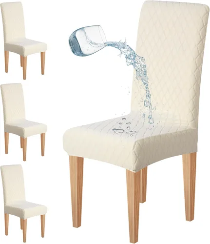 Dioxide Juego de 4 fundas impermeables para sillas de comedor, fundas elásticas para sillas de comedor, fundas para sillas Parson, extraíbles y