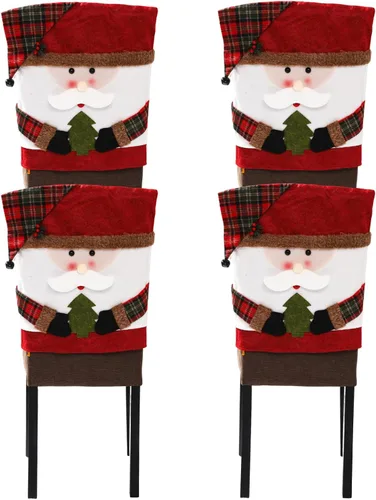 Miniatura 10 de 4 PCS Fundas para Respaldo de Silla Navideñas Protectores de Silla de Comedor Extraíbles Fundas Decoración Navideña para Hogar Comedor Cocina Muñeco