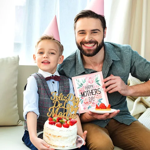 Miniatura 4 de Feliz Día de la Madre - Decoración para tartas con texto en inglés "Happy Day De la Madre", decoración española para tartas con la frase "Best Mom