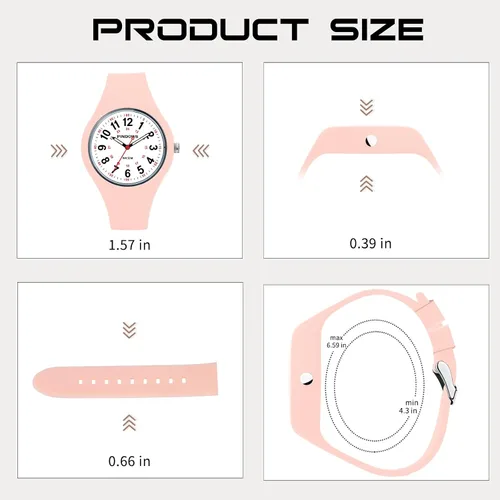 Miniatura 2 de PINDOWS Women Analog Quartz Wrist Watch with Silicone Strap for Young Women Students Easy Read Waterproof Unisex Luminous Dial
