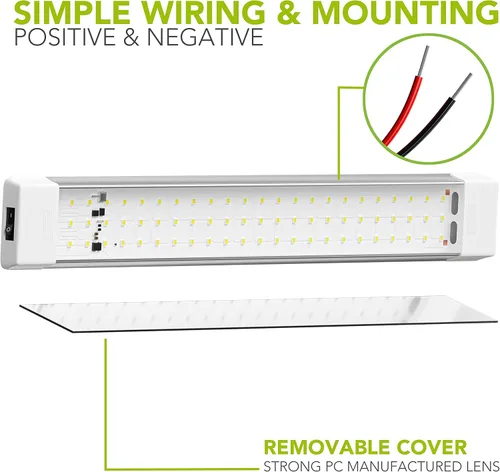 Miniatura 5 de Lámpara de techo LED para caravana con interruptor de encendido/apagado de 18.5 pulgadas, 5000 K, blanco natural, 12 V/24 V CC, 1440 lúmenes