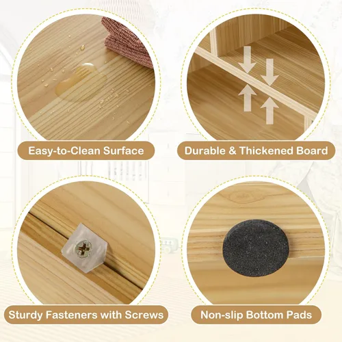 Miniatura 6 de Costzon Estantería de 3 estantes para niños, organizador de almacenamiento de juguetes de madera para libros y juguetes, estantería Montessori