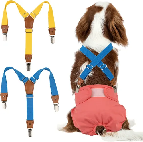 Pet Soft Tirantes para Perros 2 Piezas Tirantes para Pañales de Perras Sujetador de Pañales Tirante para Falda de Perrito, Vestido, Pañales (Dorado