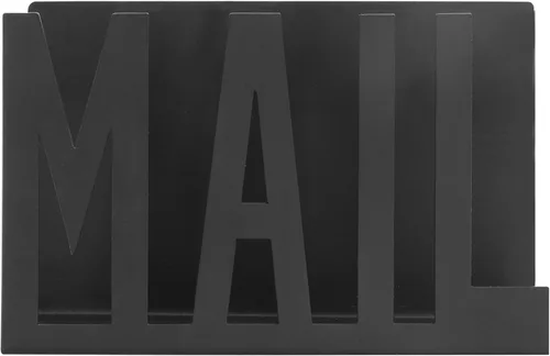 Miniatura 5 de MyGift Organizador de correo para encimera, moderno, de metal, negro, con diseño de letras de correo recortado, sobre de escritorio de oficina