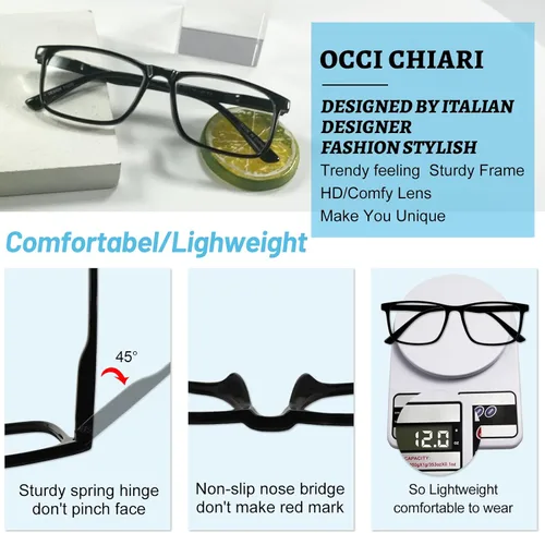 Miniatura 4 de OCCI CHIARI Gafas de lectura para hombres y mujeres, calidad para lectores 1.0 1.25 1.5 1.75 2.0 2.25 2.5 2.75 3.0 3.5 4.0 5.0 6.0