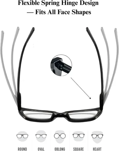 Miniatura 4 de Lentes de lectura cuadrados para mujer, marco moderno de borde completo, lectores de bloqueo de luz azul, lente transparente, bisagra de resorte