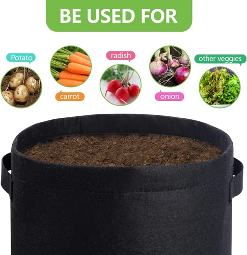 Miniatura 5 de Homyhoo Bolsas de cultivo de patatas con solapa de 10 galones, paquete de 4 macetas con asas y ventana de cosecha para papa, tomate y verduras