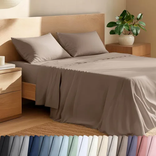 Miniatura 24 de Bare Home Juego de sábanas individual XL 100% algodón orgánico - Tejido de percal crujiente - Ligero y transpirable - Sábanas y fundas de almohada
