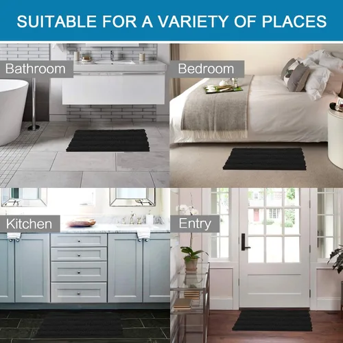 Miniatura 110 de H.VERSAILTEX Tapetes de baño antideslizantes para baño, alfombras de baño extragruesas de felpilla a rayas, tapetes de baño de 47" x 17", alfombras