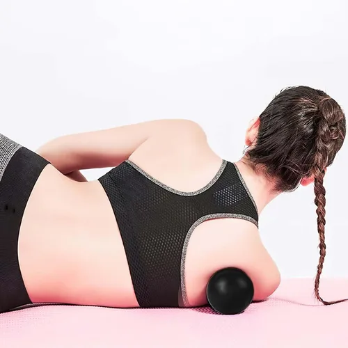 Miniatura 6 de Pelota de lacrosse de masaje WOVTE para músculos doloridos, hombros, cuello, espalda, pies, cuerpo, tejido profundo, punto de activación, nudos Negro