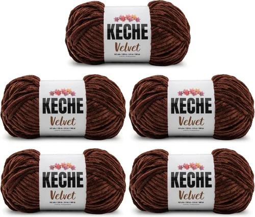 Miniatura 120 de Keche Hilo de terciopelo para ganchillo, manta de felpilla suave, voluminosa, hilo amigurumi, 3.53 oz (132 yardas), color azul bebé