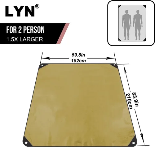 Miniatura 2 de LYN Manta de emergencia resistente, equipo de supervivencia, impermeable, aislada, lona de emergencia para camping, senderismo, bushcraft Bronceado