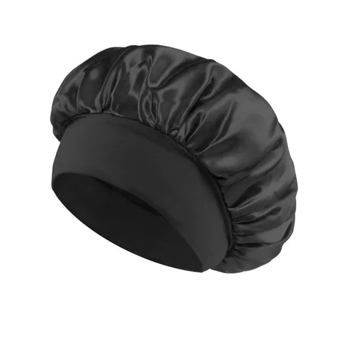 Miniatura 16 de Gorro de seda blanco para mujeres durmiendo, gorro de seda para dormir, trenzas de cabello rizado, gorra de satén grande para dormir, gorra de noche