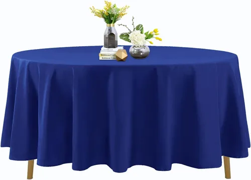 Miniatura 73 de Mantel de poliéster lavable de 90 pulgadas, resistente a las manchas y a las arrugas, mantel decorativo para mesa de comedor, fiestas de bufé y Negro
