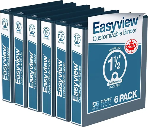 Miniatura 67 de Easyview - Carpetas prémium de 3 anillas con cubiertas transparentes y anillos redondos, carpetas para la escuela u oficina, 1 pulgada, paquete