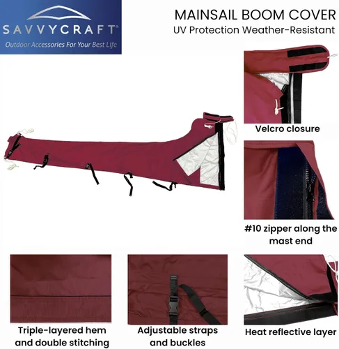 Miniatura 2 de SavvyCraft Cubierta Impermeable de Botavara de Vela Mayor, Cubierta de Vela Mayor para Velero 600D de Servicio Pesado con Protección UV Resistente a