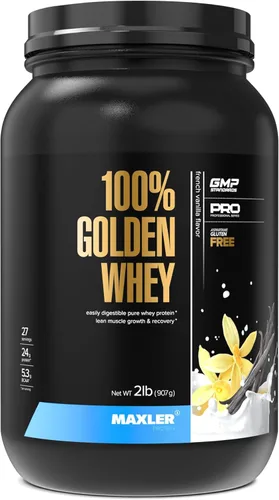 Miniatura 30 de Maxler 100% proteína de suero de leche dorada – 0.88 oz de proteína de suero de alta calidad en polvo por porción – Pre, post e intra entrenamiento