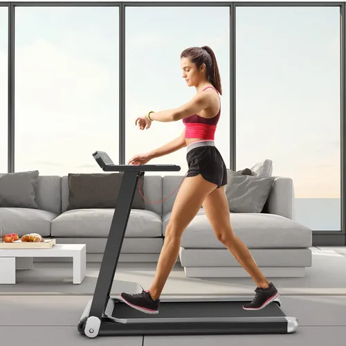 Miniatura 9 de Goplus Caminadora plegable, cinta de correr compacta superfit con control de aplicación, altavoz de dientes azules, 12 programas preestablecidos